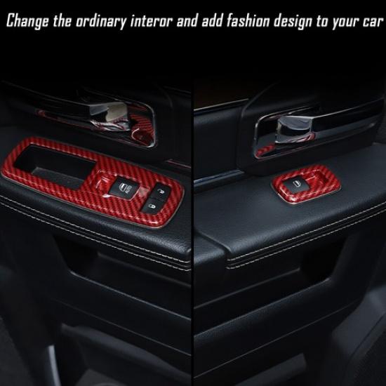 For Dodge Charger 11+/RAM 1500 10-17 Window Lift Switch Cover Trim Red Carbon