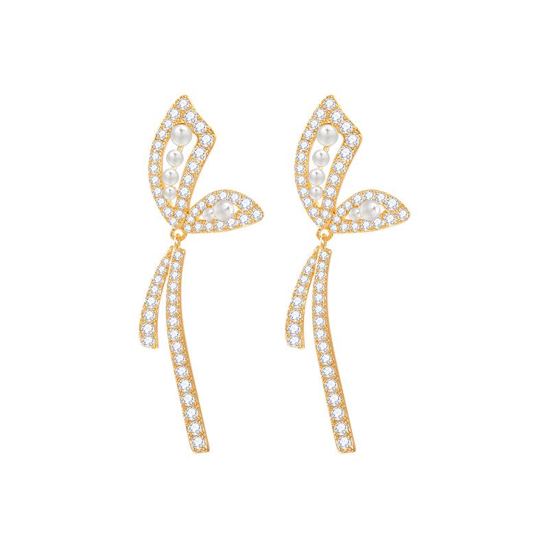 Shining Pearl Copper Alloy Earrings: Light Luxury, High-End Gold-Plated with Strong Color Retention
