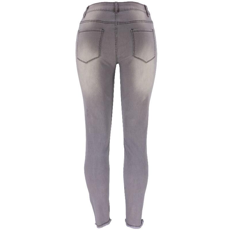 2024 Summer Jeans High Elastic 9/4 Split Hole Women's Tight and Hip Lifting Fashion Denim