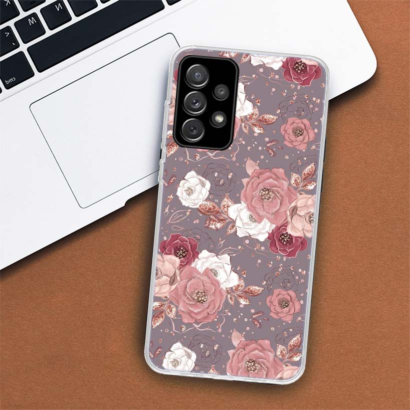 Schöne Rose Bling Bild Telefon Fall Für Samsung Galaxy A55 A54 A53 A52 A15 A14 A13 A12 A35 A34 A33 A32 a25 A24 A23 A22 A04S