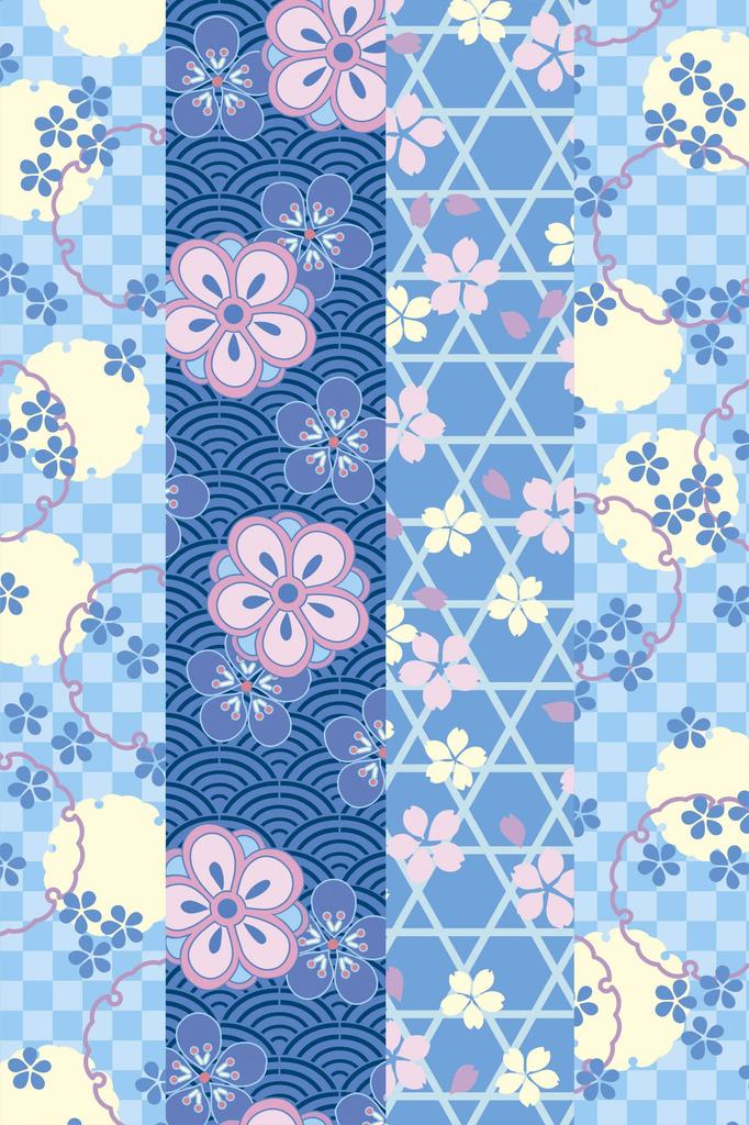 Goshuincho Kyoto Blumenmuster (Briefmarkenbuch) (blau)
