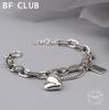 BFCLUB Silver Hiphop Thick Heart Bracelet for Women Men Vintage Handmade Hasp Bracelet Birthday Gift