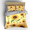 Sunflower Pattern Home Decoration Set Bedding Set with 1 Duvet Cover 2 Pillowcases Single Double King Queen, Gift