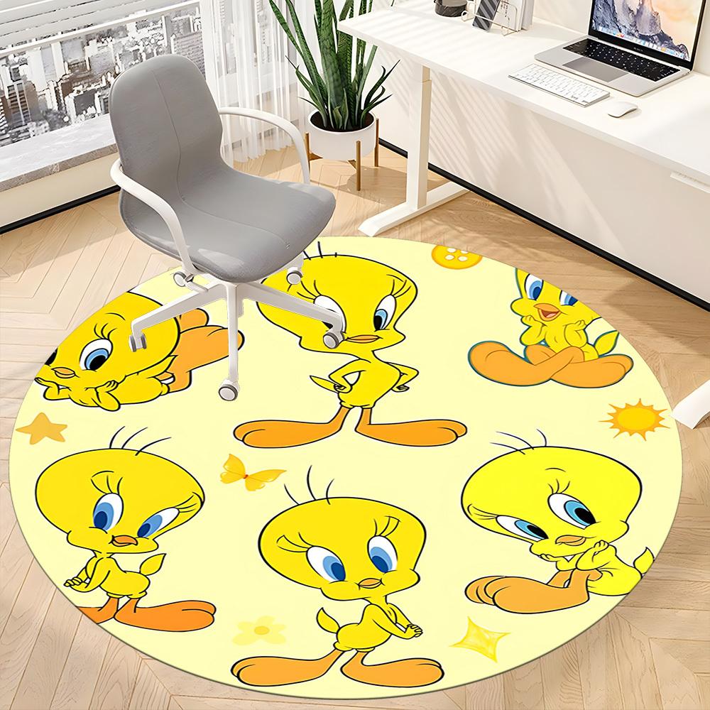 1pc Looney Tunes Tweety Bird Office Round Area Rug, Under Office Chairs Bedroom Living Room Home Decor a1022360