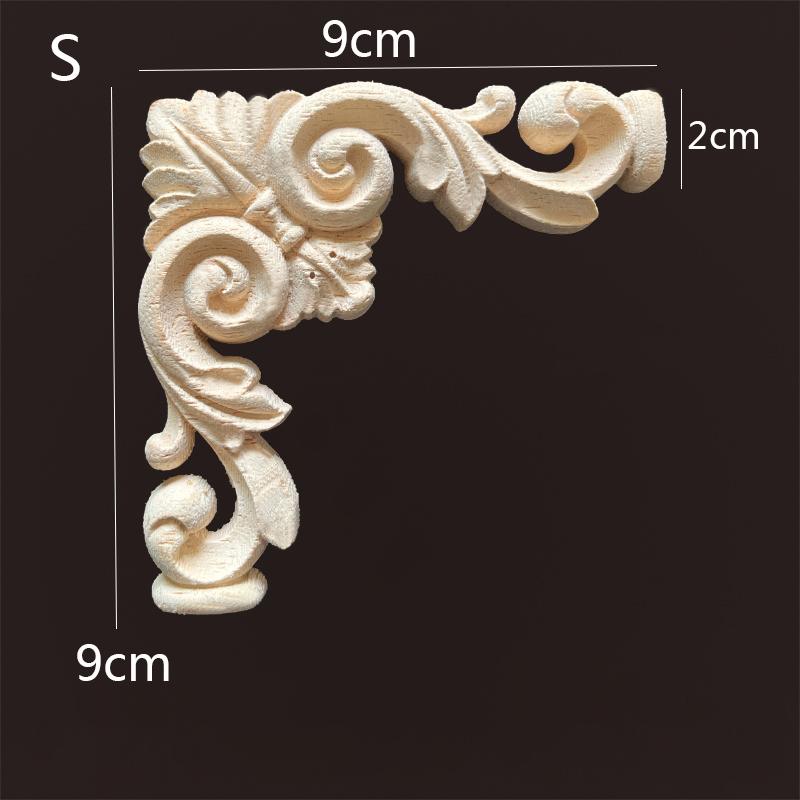 Wood Applique Corner Natural Floral Wood Carved Figurine Craft Home Decoration Accessories Background Wall Decoration Decal