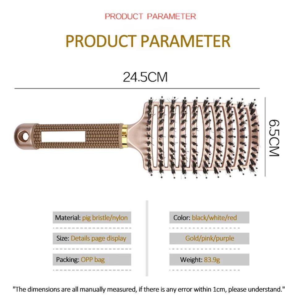 Haarbürste Professionell Gebogen Belüftet für Schnelleres Föhnen für Paddel Entwirrbürste für Nass Trocken Lockig Dick Glatt