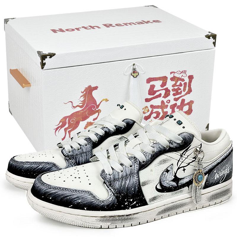 

Jordan Air Jordan 1 Slip Resistant Abrasion Resistant Low top Vintage Basketball Shoes Men s IO2242-101(Team1676-S-BOX) 45