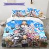 Re Zero Pattern Bedding Quilt Set Quilt Cover Pillowcase Home Birthday Gift(1 * Duvet Cover + 2 * Pillowcase, Without Core)