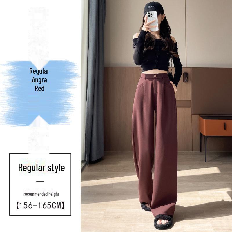 

Осінні широкі ангорські червоні повсякденні брюки з високою талією 2024 для жінок L