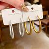 Stylish European & American Brushed Metal Hoop Earrings for Women - Versatile Cold Style