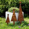 Interesting Shape Sculptures 3 Pcs Christmas Tree Metal Ornament Set Star-Topped Yard Decorations Rustproof Decorative Ornaments Lightweight Holiday