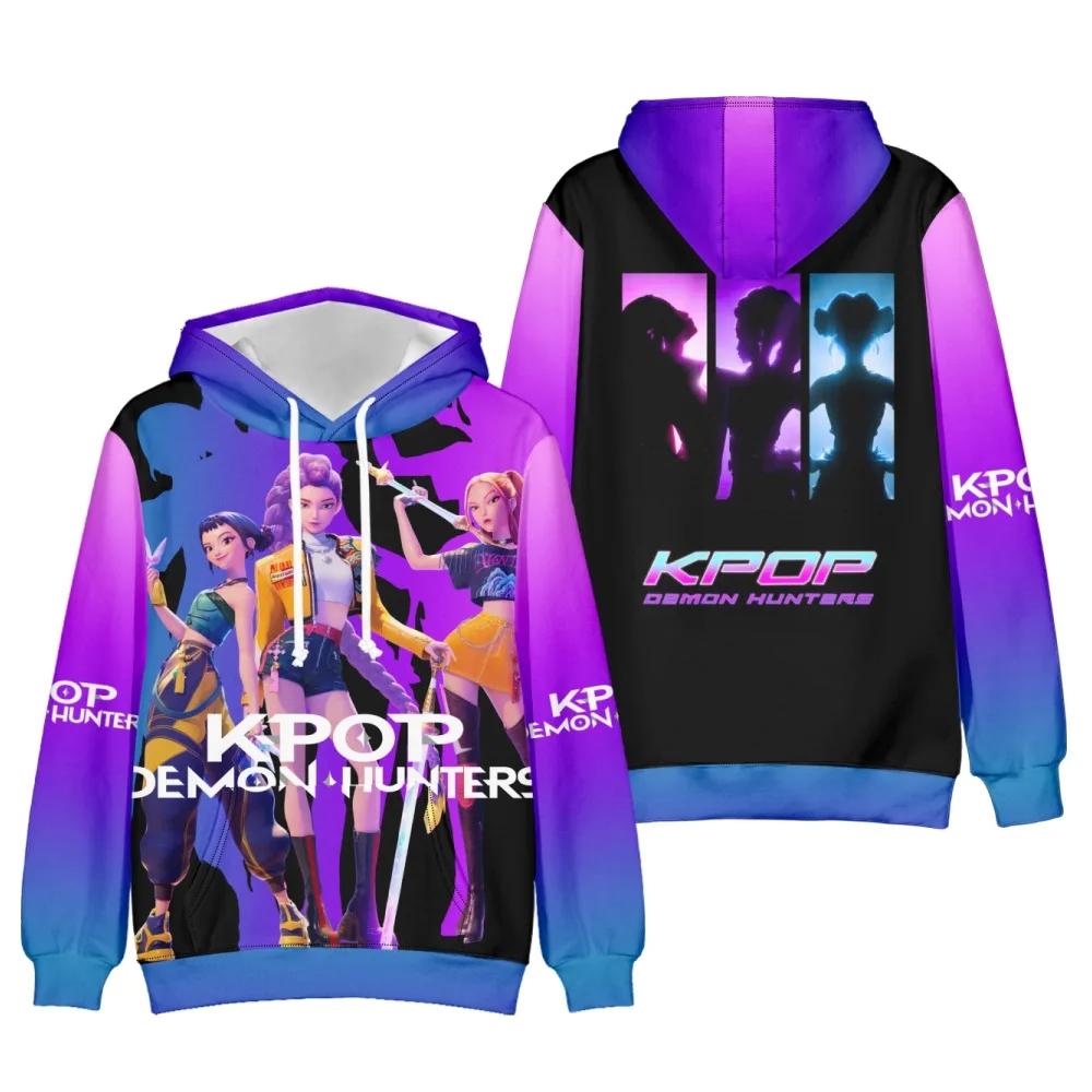 Kreskówka Anime KPop Łowcy Demonów Modne Wygodne Bluzy z Nadrukiem 3D Męskie Damskie Casualowe Oversize z Długim Rękawem