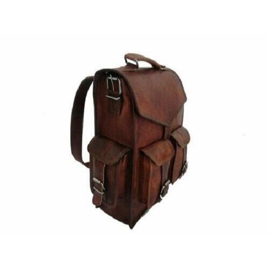 New Men Vintage Genuine Leather Satchel Laptop Backpack Rucksack Messenger Bag