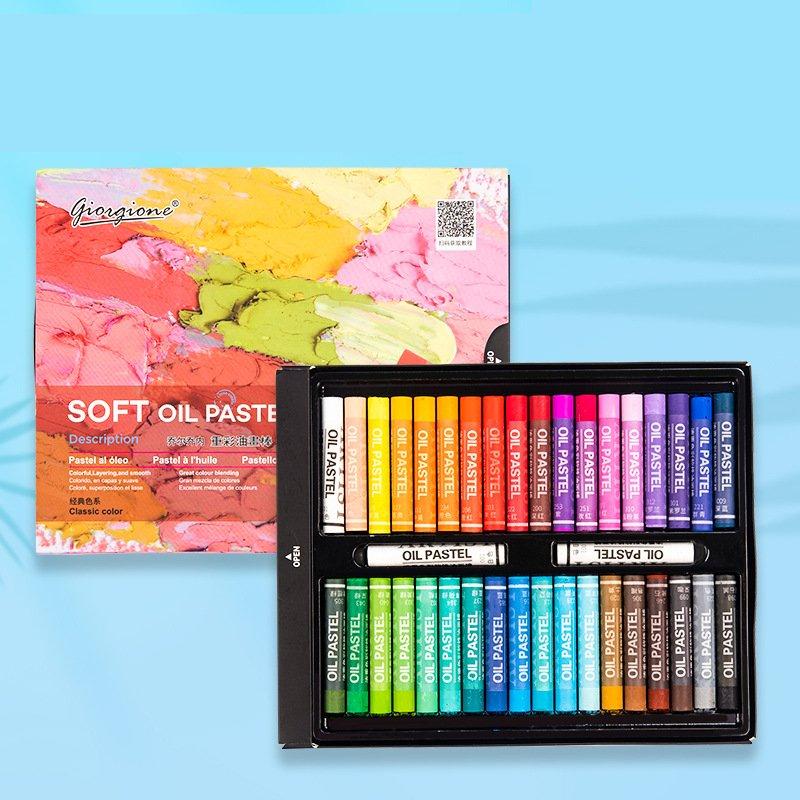 Giorgione White Oil Pastel Set 36 Colors Ultra Soft Classic Heavy Color Kids Mess-Free Art Tools