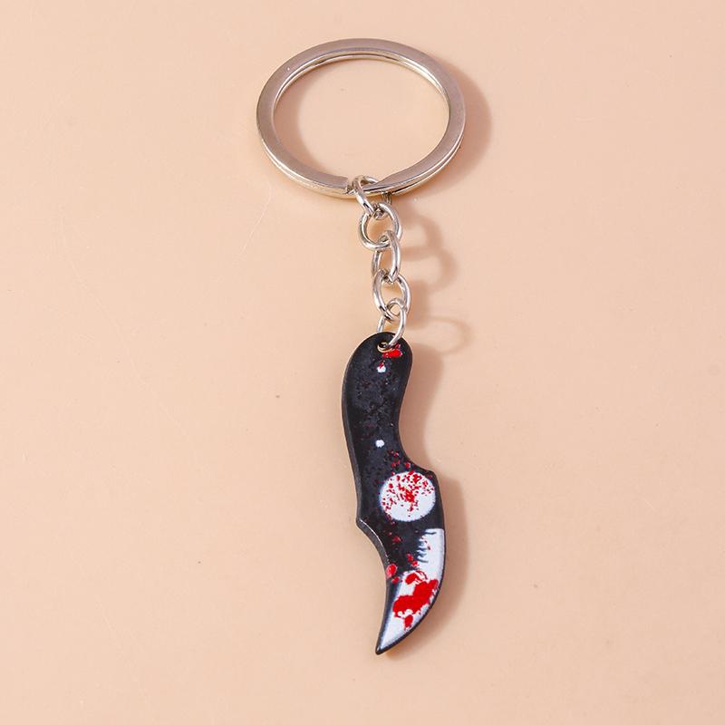 Bloody Resin Saw Knife Keychain Halloween Key Ring Pendants for Car Key Holder DIY Key Chain Jewelry Gift