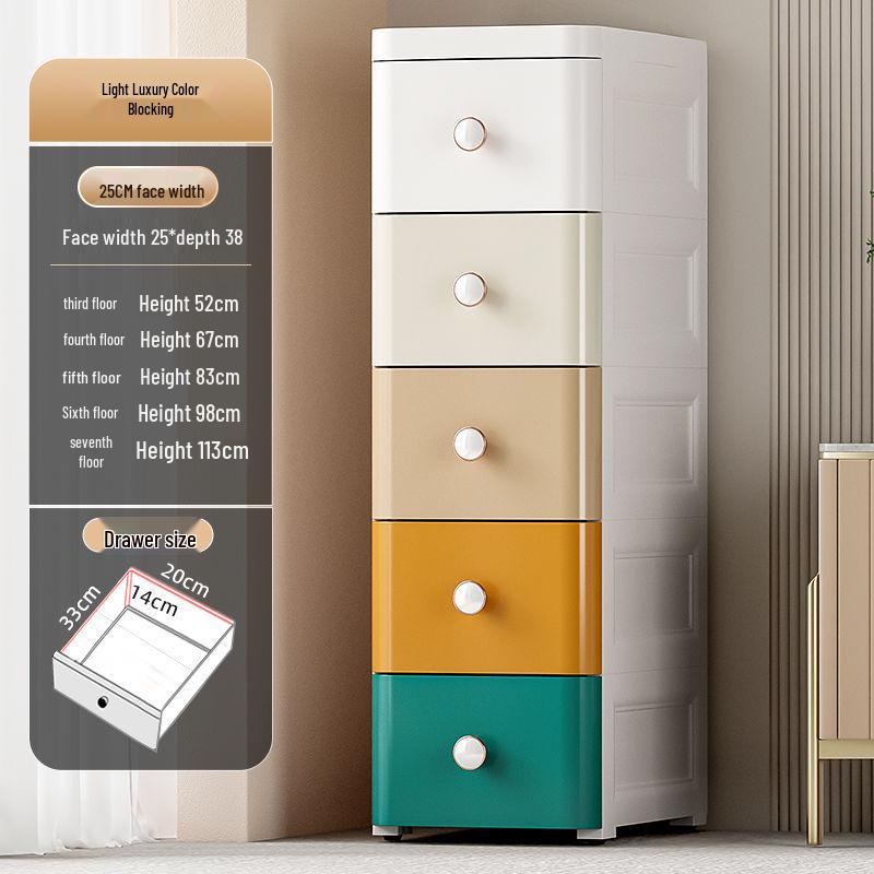 Slim Plastic Multi-Layer Storage Cabinet with Drawers for Kitchen and Bathroom