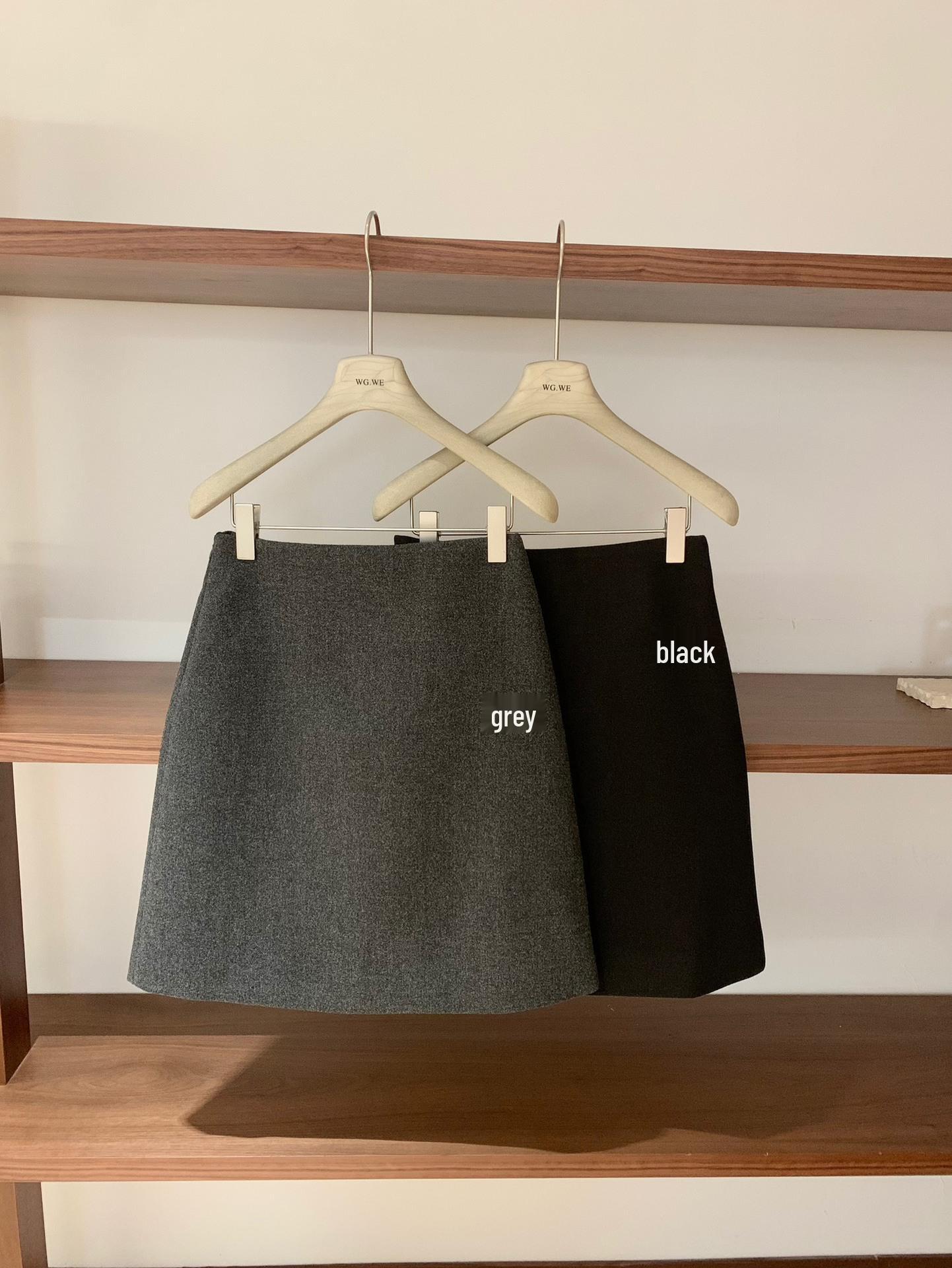 Autumn/Winter A-line High-Waisted Mid-Length Trendy Skirt Medium чёрный