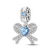 New Copper Blue Bow Pet Cute Bear Shiny Zircon Beads Suitable Fit Pan Original Bracelet Diy Gift Jewelry