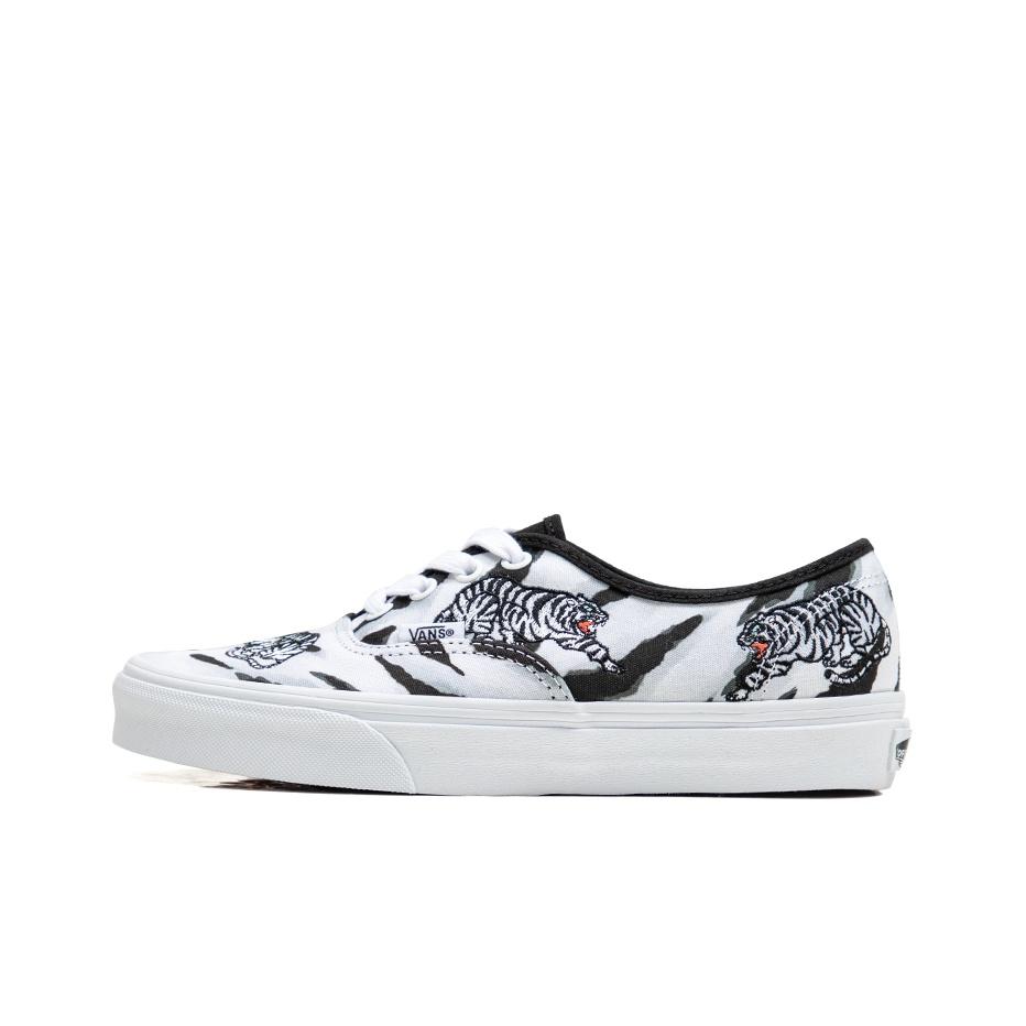 Vans Autentiška serija Tigro raštas Laisvalaikio žemi sportbačiai Unisex kedai Juodi Balti VN0A5KRDWHT