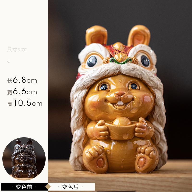 

Креативный резиновый кролик-чайный питомец с эффектом изменения цвета для чайного сервиза кунг-фу и аксессуаров для чайной церемонии золотой