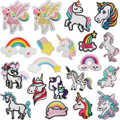 Meteor Rainbow Embroidery Cloth Sticker Bag Decoration Cartoon Unicorn Patch Sticker High Quality Embroidery Zhang Zai Heat Transfer