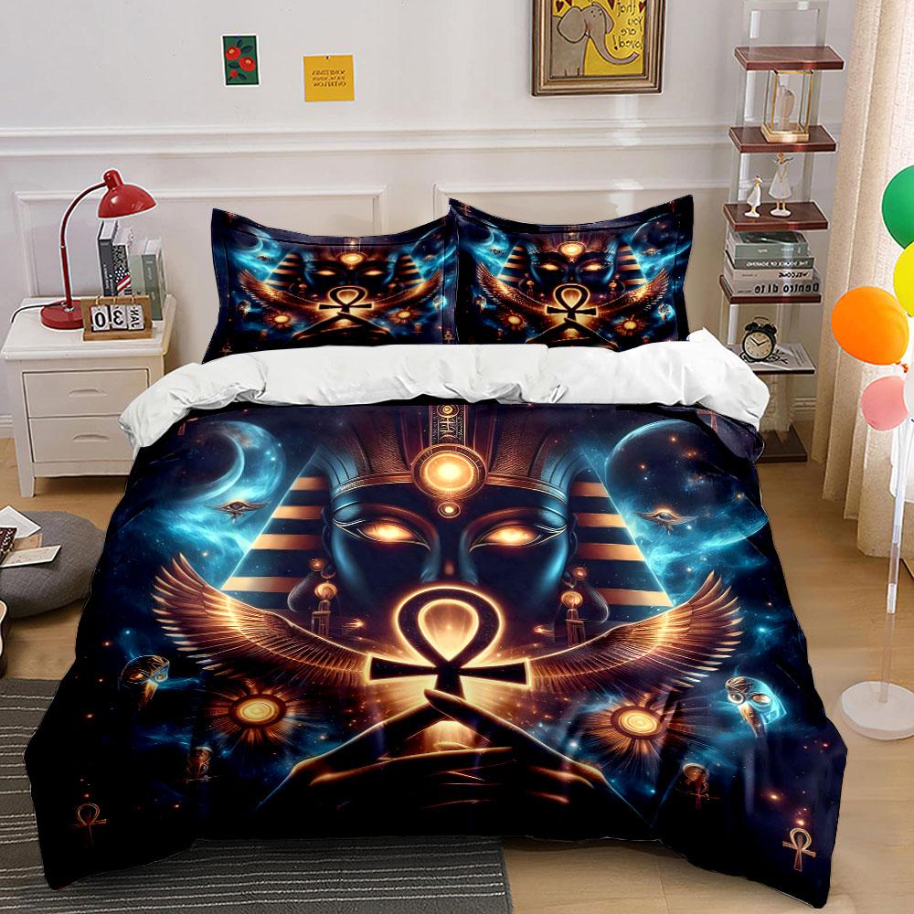 "Celestial Pharaoh's Radiant Dreamscape" Bedding Sets Duvet Covers Pillowcases(1* Duvet Cover 2* Pillowcases Without Duvet Insert)