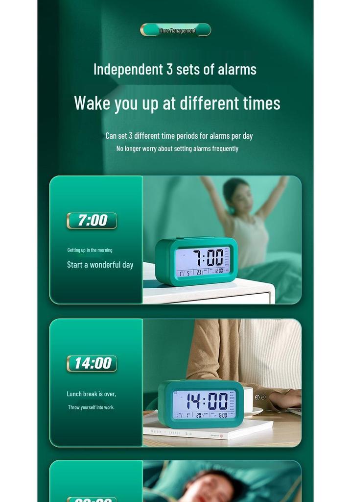 Smart Voice Luminous Alarm Clock - Creative Student Bedroom Bedside, Three Alarms, Hot Selling