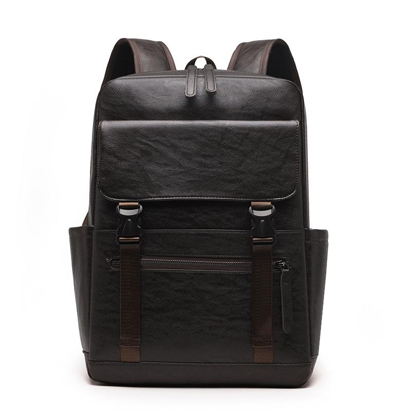 Men's PU Backpack Waterproof Large Capacity Business Commuting Computer Backpack Student School Bag