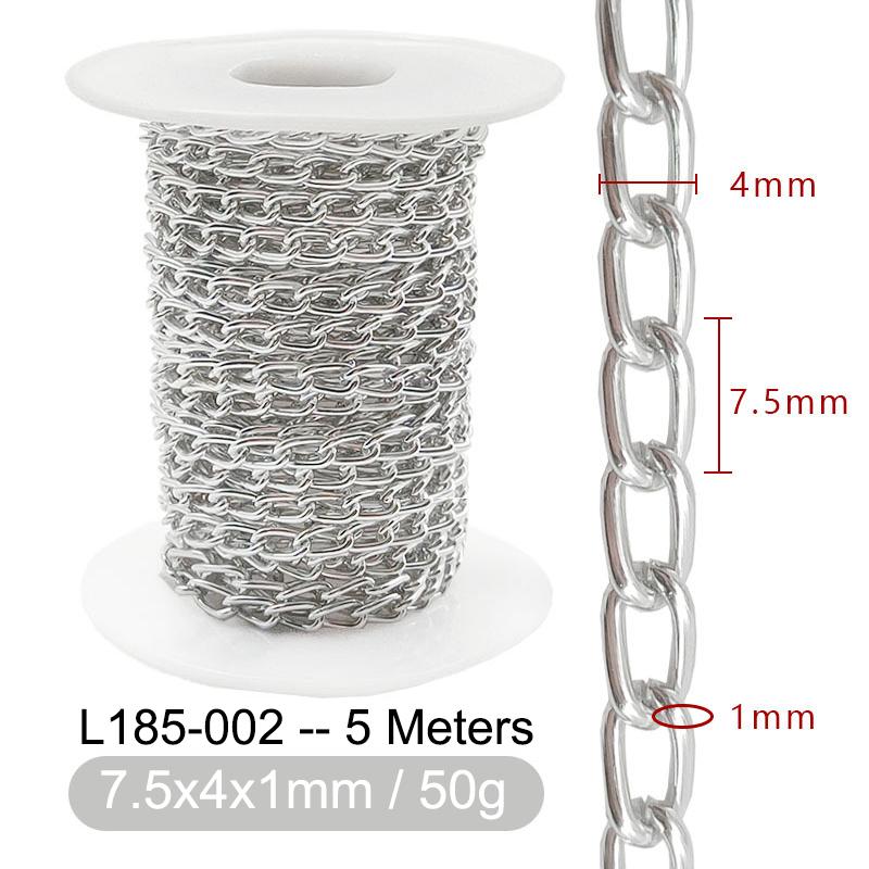 5M Metal Aluminum O-Shaped Chains Twist Chain for DIY Necklace Bracelet Jewelry Making Clothing Bag Component Accessory Supplies