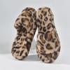 Fashion Leopard Women Slippers Fur Flats Platofrm Shoes Short Plush Open Toe Flip Flops Casual 2025 New Winter Warm Cotton Slides Mujer