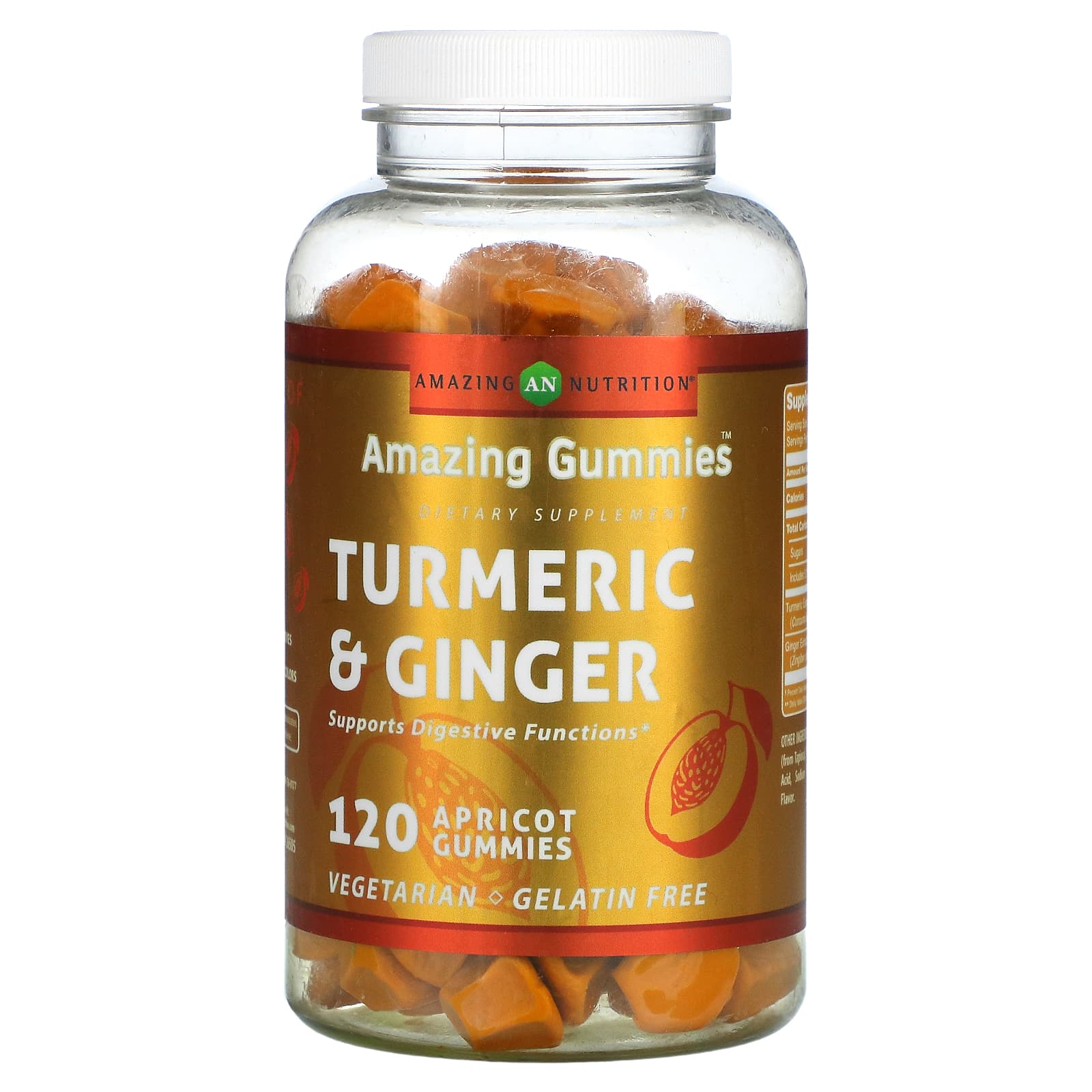 

Amazing Nutrition, Amazing Gummies, Turmeric & Ginger, Apricot, 120 Gummies