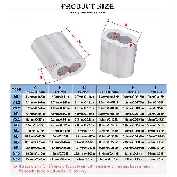 1-100Pcs Double Hole Cable Crimp Sleeve M1 to M12 Wire Ferrules 8-Shape Aluminum Cable Stopper Crimp Rope Hardware Accessories