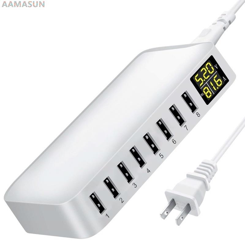 

Multi 8 Port USB Fast Charger Desktop Phone Carregador LCD Display Charing station Dock HUB For Iphone 14 Samsung Xiaomi Tablet US