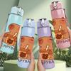 1PC Cute Capybara Cartoon 750ml Color Plastic Sports Water Bottle Leakproof Flip Straw Lid Suitable for Sports Office Home Use