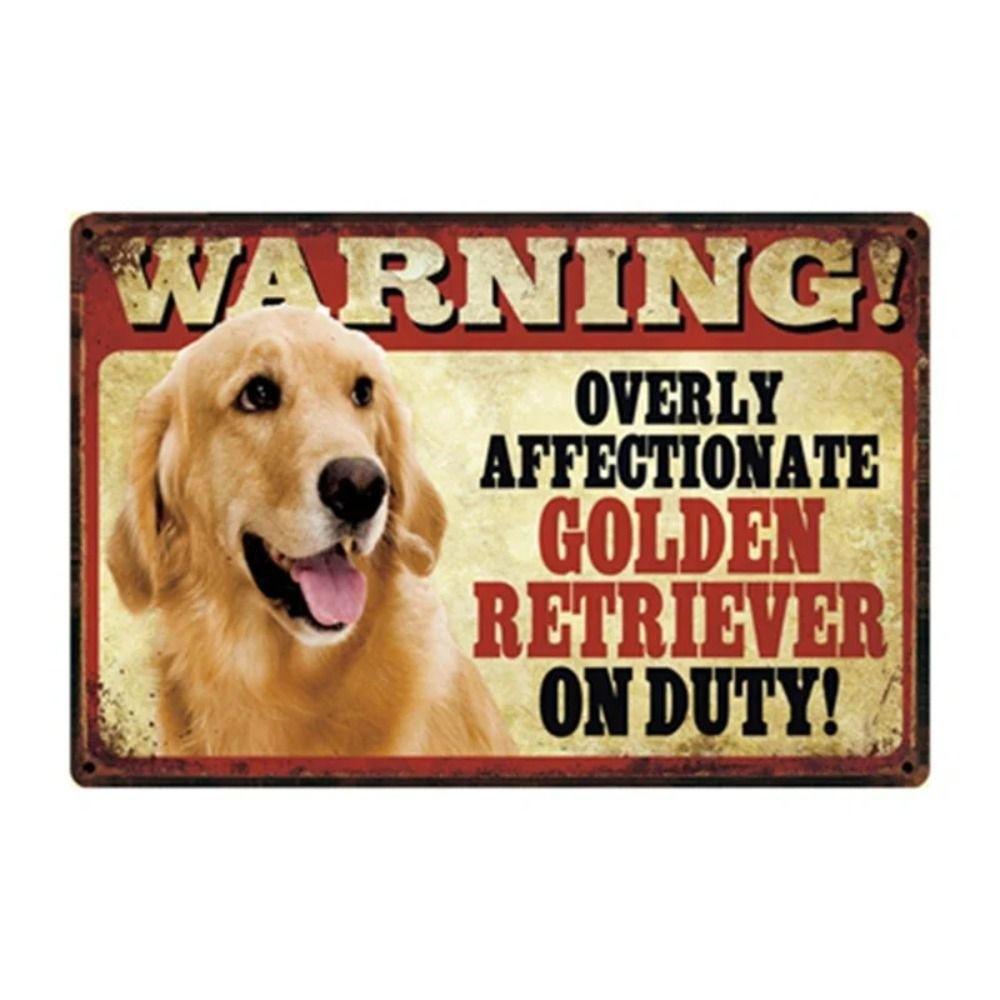 Cartel de Metal Divertido de Advertencia para Perros Decoración de Pared 20x30cm