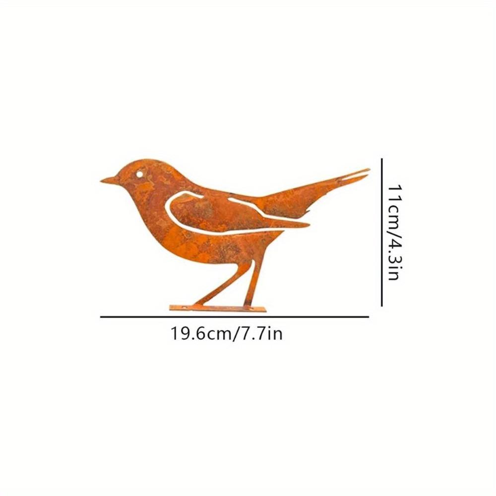 Metal Garden Ornaments Rusty Bird Silhouette Patina Figurines Outdoor Statues for Patio Yard Wall Sculptures