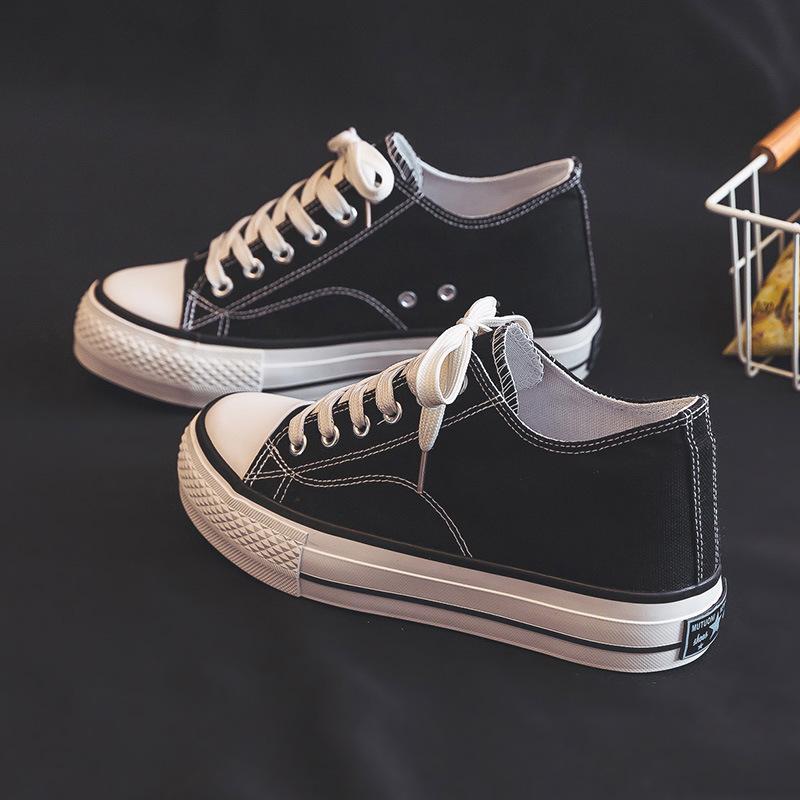 Spring and Summer Platform Height Increasing Insole Canvas Shoes Platform Shoes Student Casual Shoes Pumps Flat Shoes