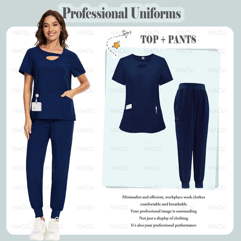 Multicolour Jogger Suit Doctor Nursing Uniform Pocket Top Pants Nurse Scrub Set Medical Clinical Clothes Surgical Uniforms Woman