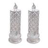 LED Faux Crystal Flameless Candles Battery Operated Flickering Fake Pillar Candles for Valentine's Day Anniversary Wedding Christmas Decoration
