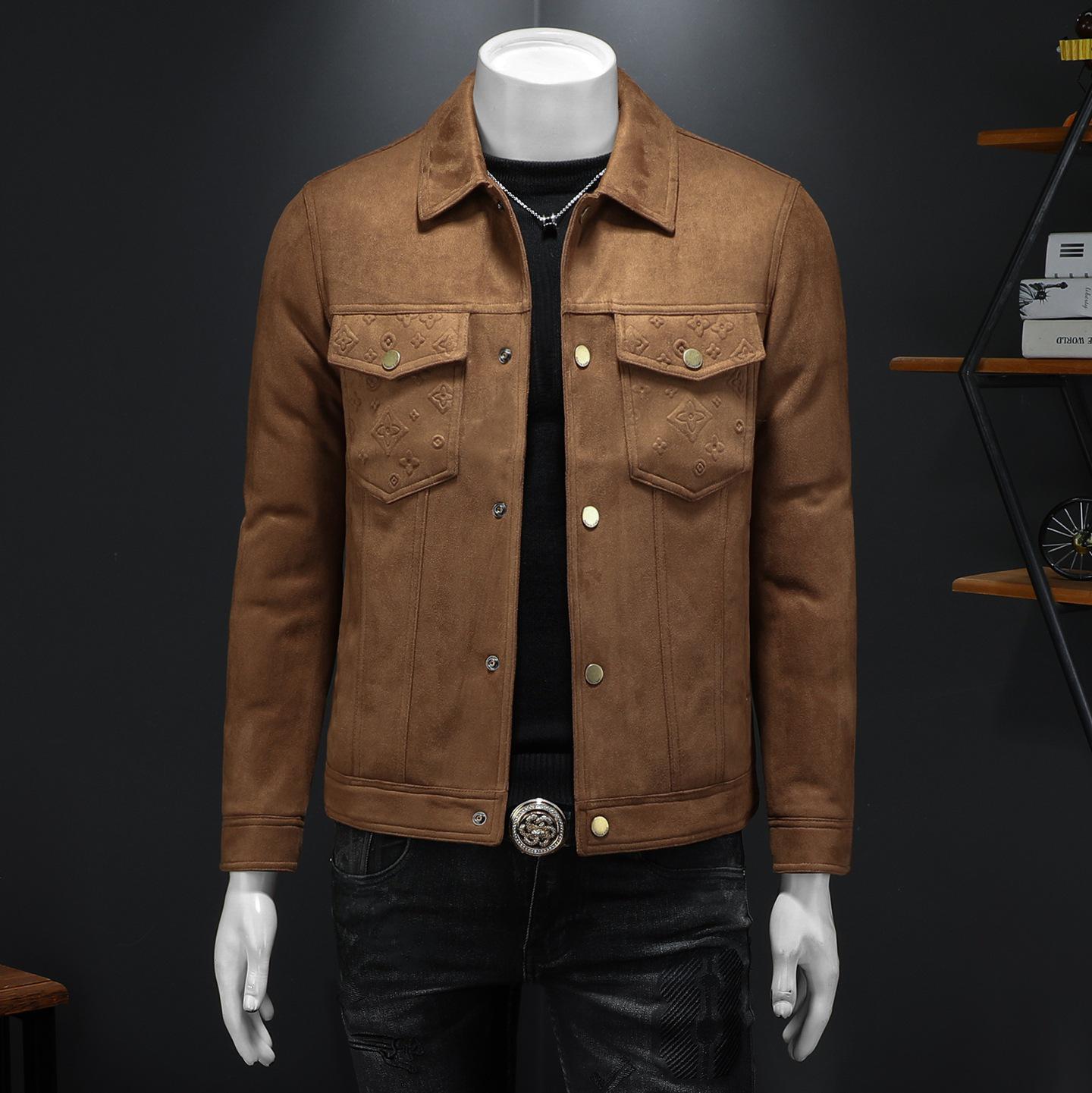 European 2025 High-End Men s Lapel Suede Down Jacket - 90% White Duck Feather M