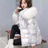 Winter Fashion Warm Duck Down Jacket Women's Clothes Glossy Fur Collar Thicken Parka Short Down Coat