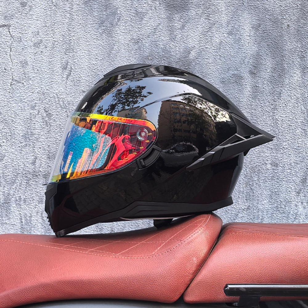 DOT Full Helmet Double Mirror Helmet Men's Four-season Universal Hard Hat Female Knight Locomotive Double Lens