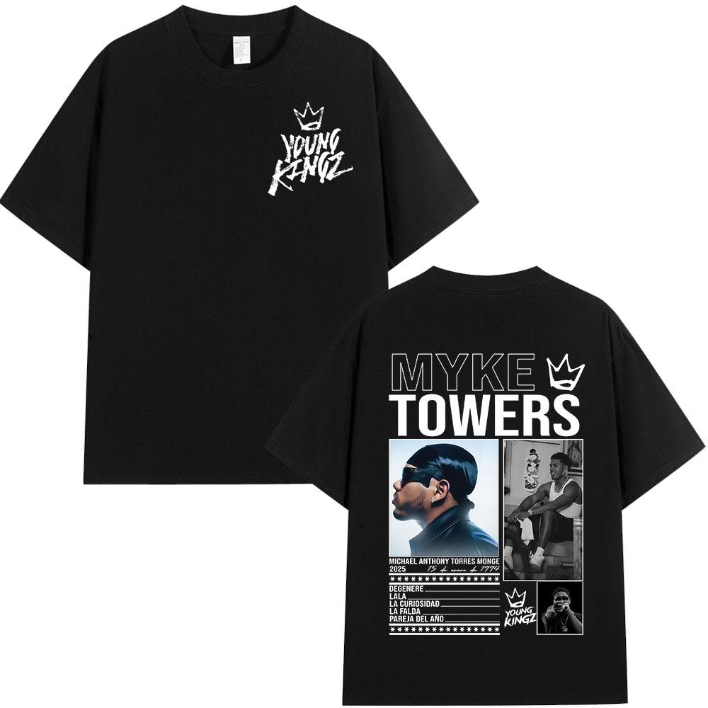 Rapper Myke Towers Graphic Print Tshirts Unisex Women Fashion Hip Hop Oversized ONeck T Shirt Comfort Cotton Short Sleeve Tshirt