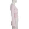 Spicy Girl Pink Lace Patchwork Ruched V-Neck Base Shirt
