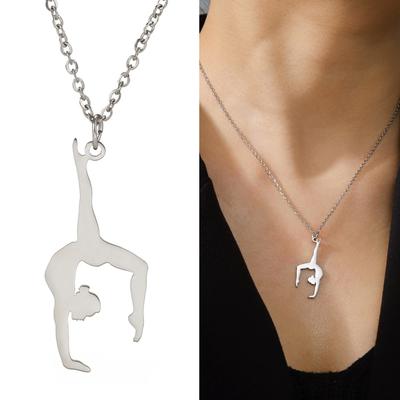 Multipurpose Women's Eurhythmics Dancer Necklace High Polished Stainless Steel Charm Pendant Casual Wear Accessory