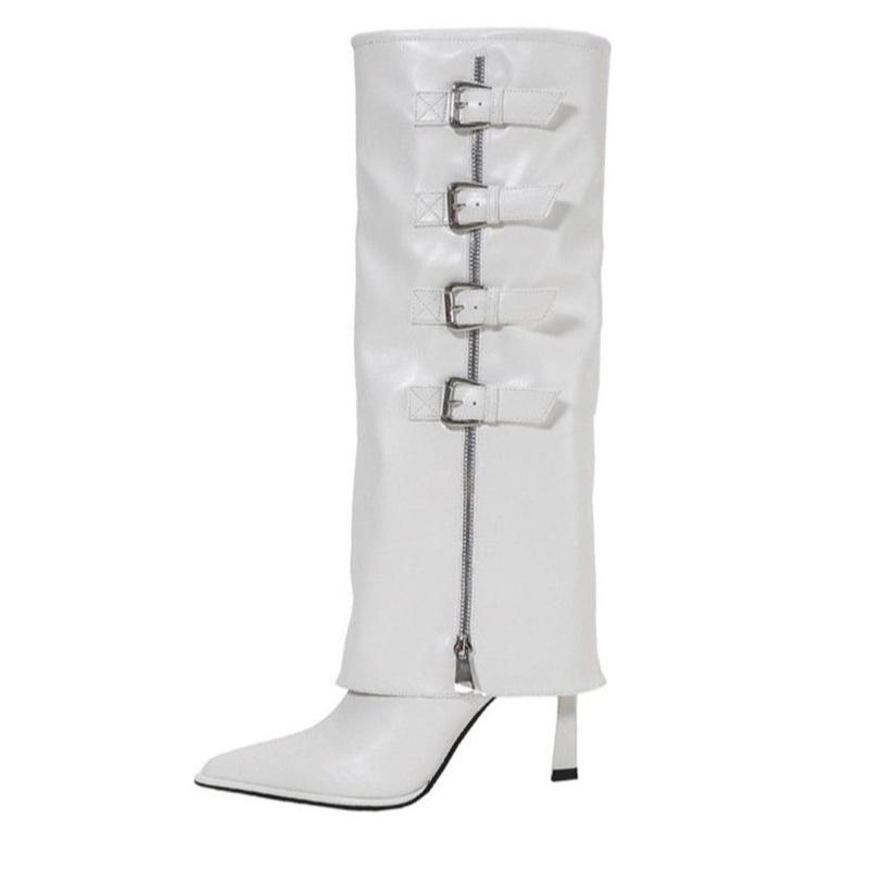 High Heels Women Knee High Boots Pointed Toe Designer Shoes Winter Luxury Dress Pumps 2025 New Sexy Chelsea Botas Mujer