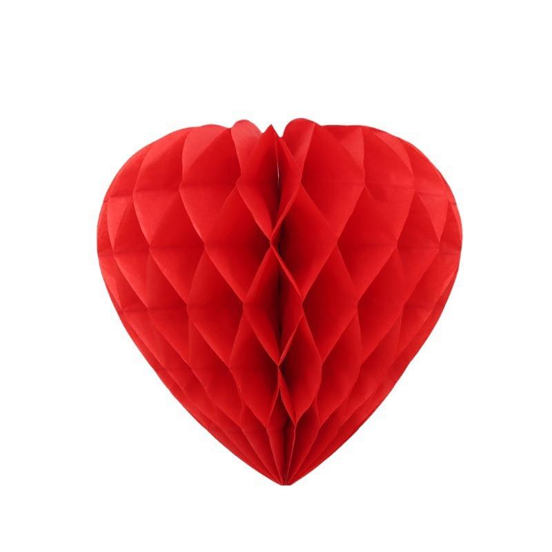 Valentine's Day Heart Paper Pom Poms Honeycomb Party Decorations For Wedding Proposal Handmade Craft For DIY Wedding Decor