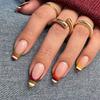 24 Pièces Ongles Press-On Amande Moyenne Couverture Complète Rayures Colorées French Tip Amovibles Faux Ongles Artificiels