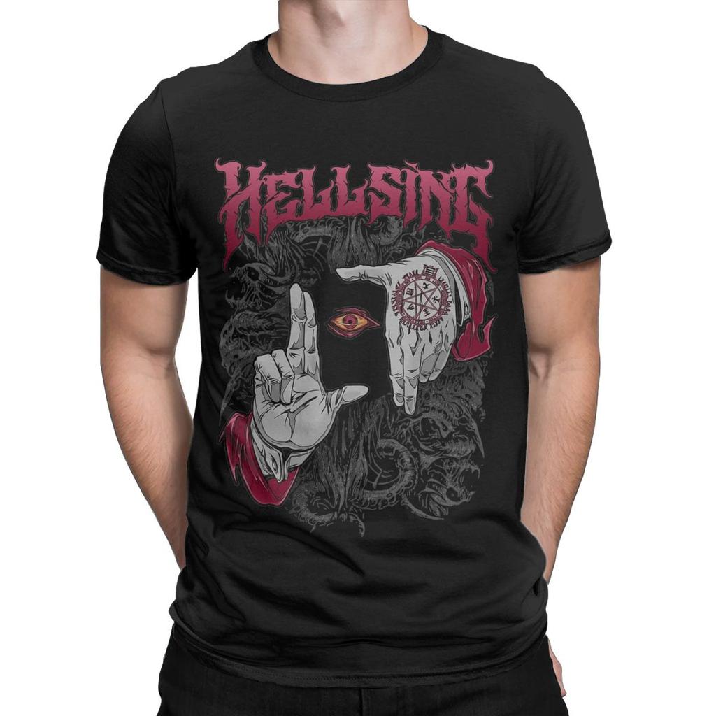 Hellsing Mörkgotiska Herr T-shirts Anime Nyhet T-shirts Kortärmad Rundhals T-shirt 100% Bomull Grafiska Kläder