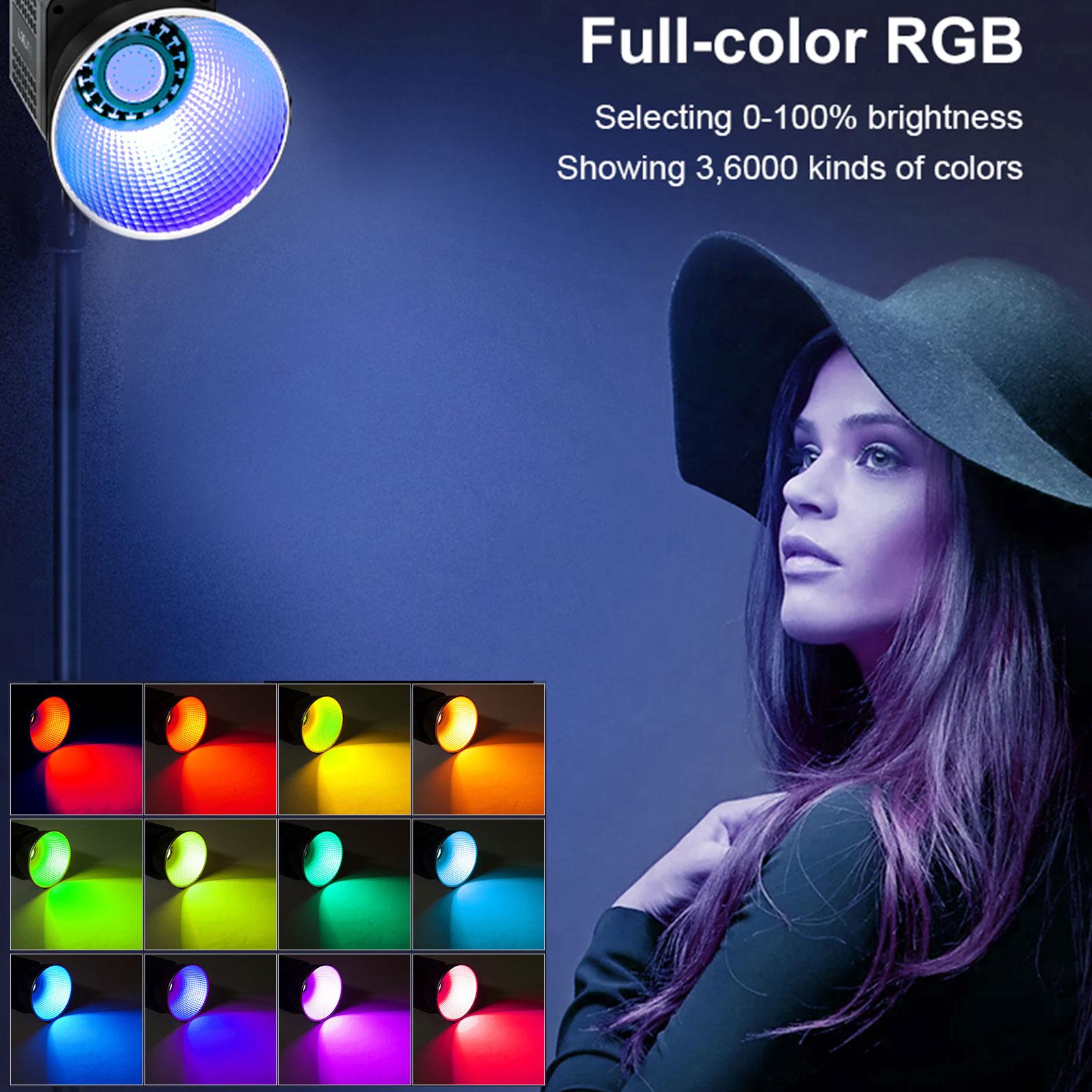 

40W RGB Portable LED Video Light 3400mAh Build in Battery Adjustable Color Temperature COB Handheld Spotlight